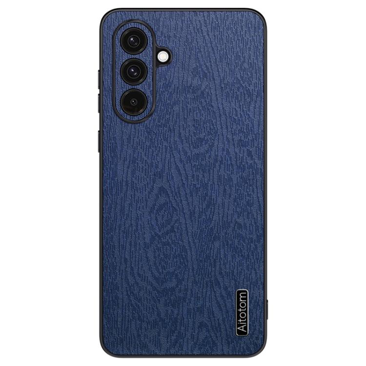 

For Samsung Galaxy A37 5G Tree Bark Leather Shockproof Phone Case(Blue)