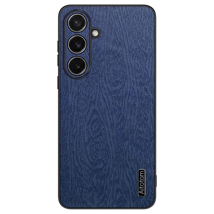 

For Samsung Galaxy S26 5G Tree Bark Leather Shockproof Phone Case(Blue)