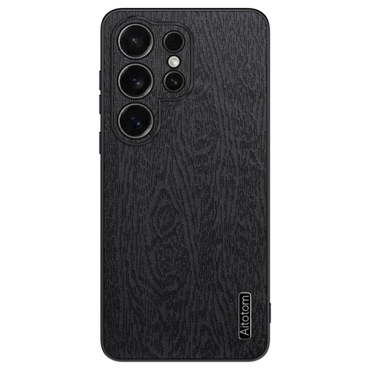

For Samsung Galaxy S26 Ultra 5G Tree Bark Leather Shockproof Phone Case(Black)