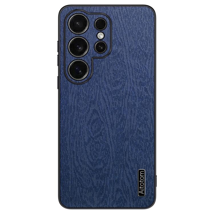 

For Samsung Galaxy S26 Ultra 5G Tree Bark Leather Shockproof Phone Case(Blue)