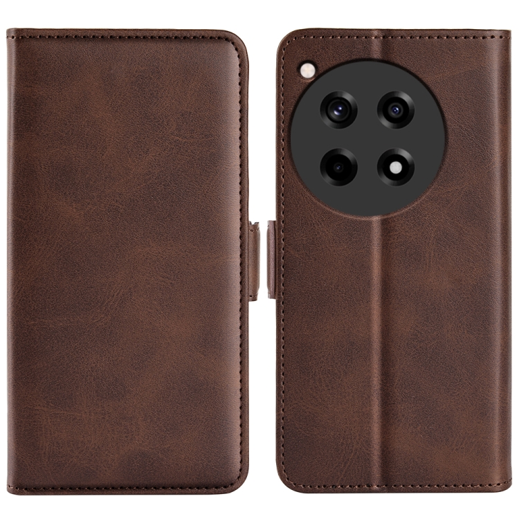 

For OnePlus 12R Dual-side Magnetic Buckle Horizontal Flip Leather Phone Case(Brown)
