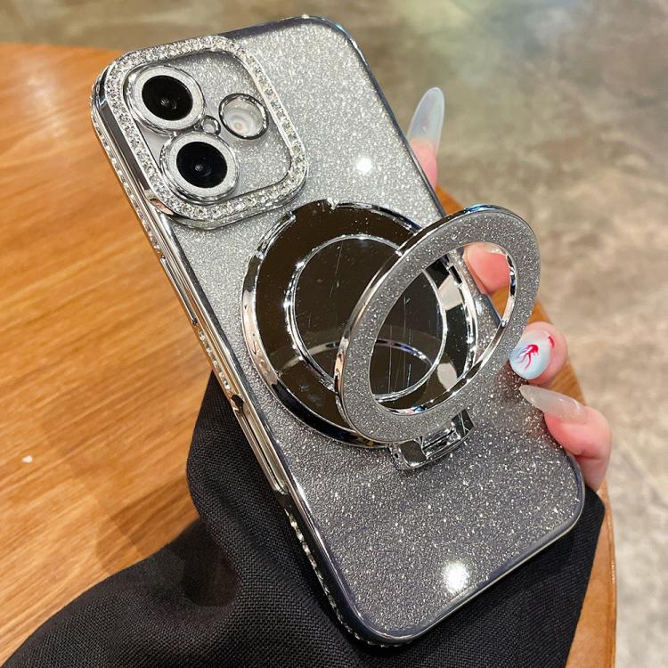 

For iPhone 17 Rhinestone Mirror Glitter MagSafe TPU Phone Case(Space Silver)