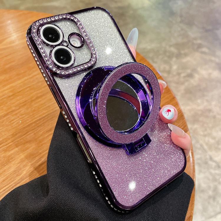 

For iPhone 17 Rhinestone Mirror Glitter MagSafe TPU Phone Case(Night Purple)