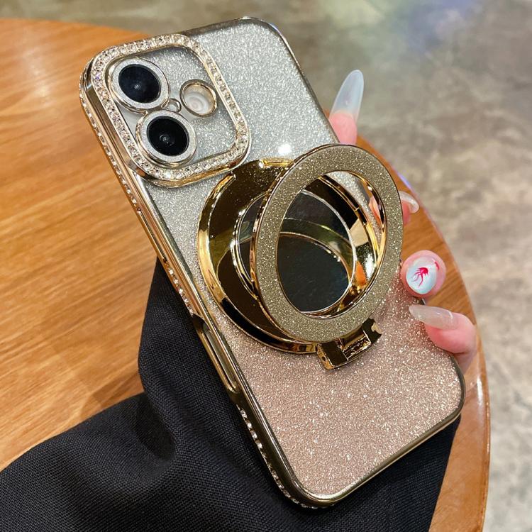

For iPhone 17 Rhinestone Mirror Glitter MagSafe TPU Phone Case(Champagne Gold)