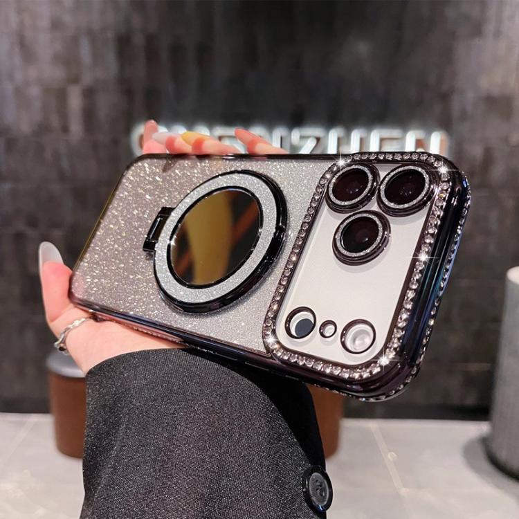 

For iPhone 17 Pro Max Rhinestone Mirror Glitter MagSafe TPU Phone Case(Black)