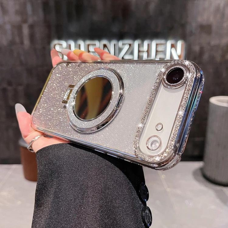 

For iPhone Air Rhinestone Mirror Glitter MagSafe TPU Phone Case(Space Silver)