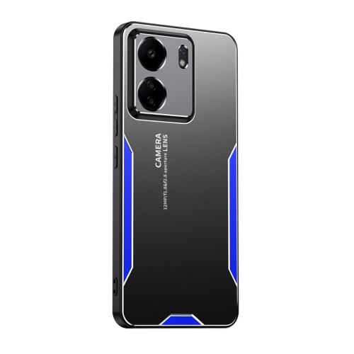 

For Xiaomi Redmi 13C Blade Series TPU Hybrid Metal Phone Case(Blue)