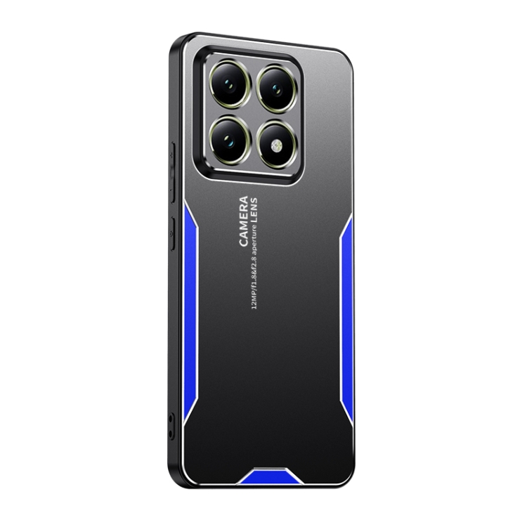 

For Xiaomi 14T Pro Blade Series TPU Hybrid Metal Phone Case(Blue)