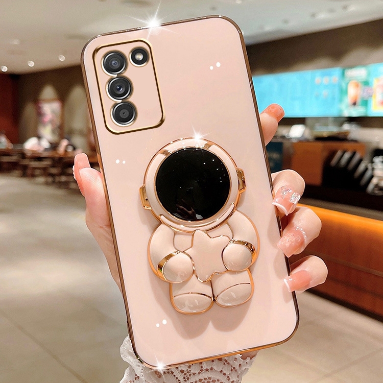 

For Samsung Galaxy S20 Embrace Stars Electroplating Astronaut Holder Phone Case(Pink)