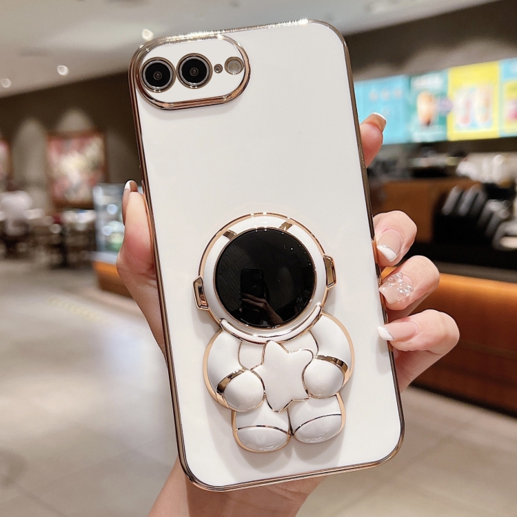 

For iPhone 7 Plus / 8 Plus Embrace Stars Electroplating Astronaut Holder Phone Case(White)