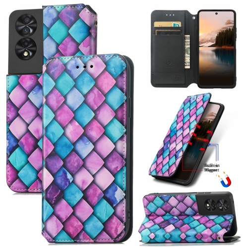 

For TCL 40 NXTpaper 5G CaseNeo Colorful Magnetic Leather Phone Case(Purple scales)