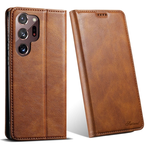 

For Samsung Galaxy Note20 Ultra Suteni J02 Oil Wax Wallet Leather Phone Case(Brown)