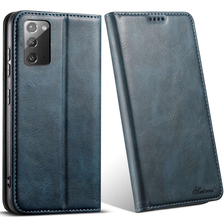 

For Samsung Galaxy Note20 Suteni J02 Oil Wax Wallet Leather Phone Case(Blue)