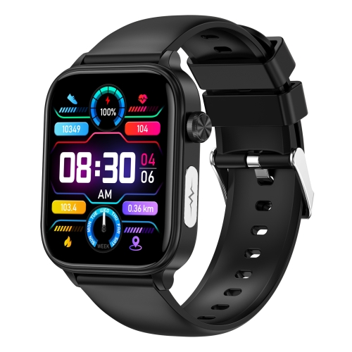 

ET570 1.96 inch Color Screen Smart Watch Silicone Strap, Support Bluetooth Call / ECG(Black)