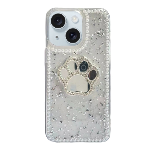 

For iPhone 15 Plus Cat Claw Mirror TPU Phone Case(Silver)