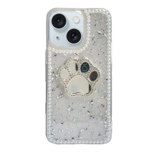 

For iPhone 15 Cat Claw Mirror TPU Phone Case(Silver)