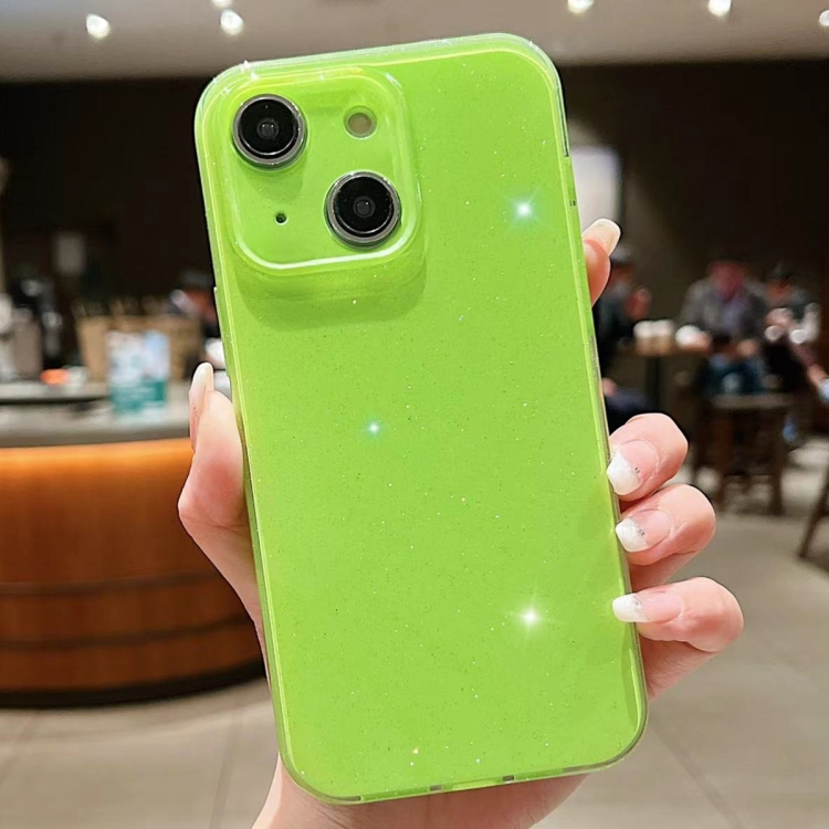 

For iPhone 14 Plus Jelly Glitter Solid Color TPU Phone Case(Fluorescent Green)