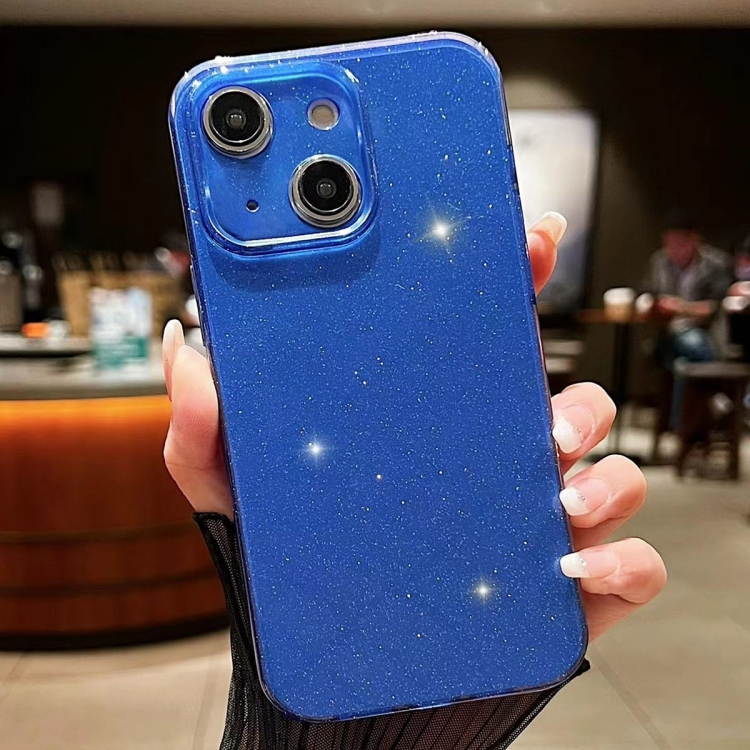 

For iPhone 15 Jelly Glitter Solid Color TPU Phone Case(Dark Blue)