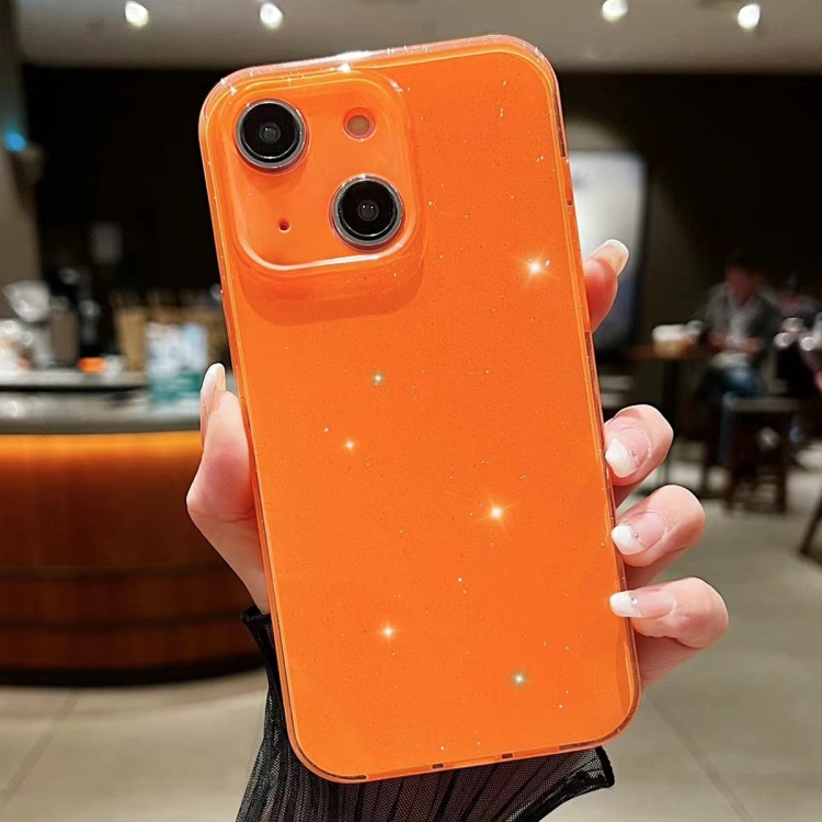 

For iPhone 15 Jelly Glitter Solid Color TPU Phone Case(Orange)