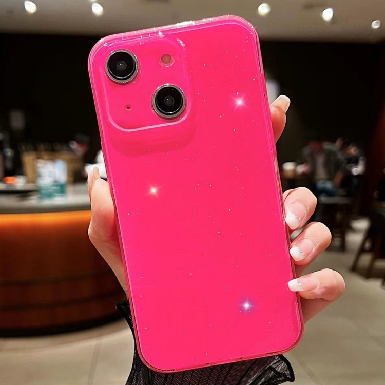 

For iPhone 15 Jelly Glitter Solid Color TPU Phone Case(Rose Red)