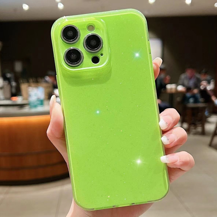 

For iPhone 15 Pro Jelly Glitter Solid Color TPU Phone Case(Fluorescent Green)