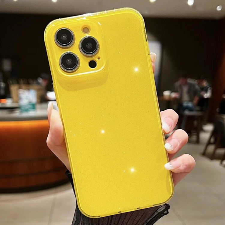 

For iPhone 15 Pro Jelly Glitter Solid Color TPU Phone Case(Yellow)