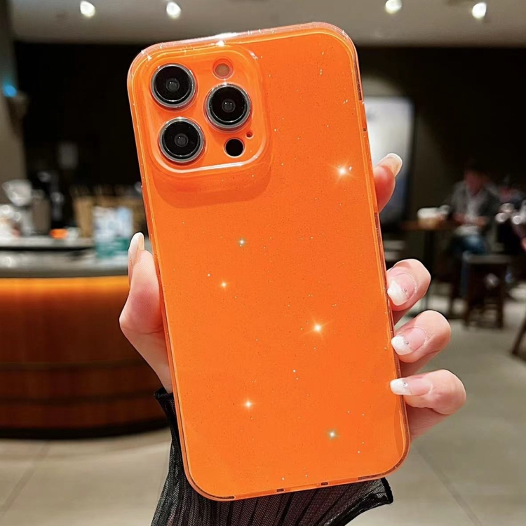 

For iPhone 15 Pro Max Jelly Glitter Solid Color TPU Phone Case(Orange)