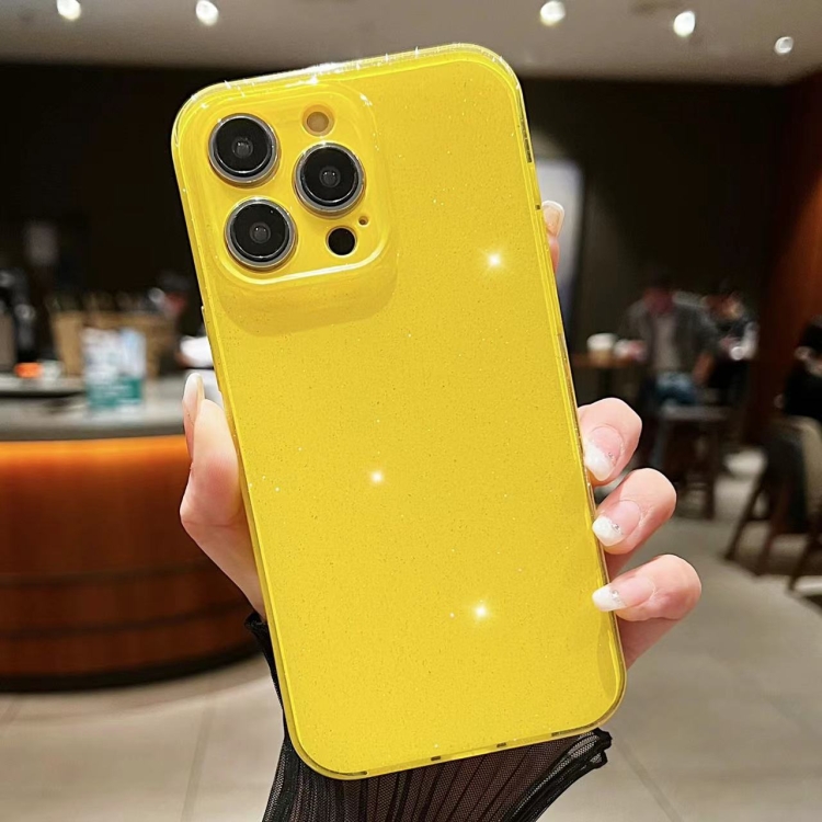 

For iPhone 16 Pro Jelly Glitter Solid Color TPU Phone Case(Yellow)