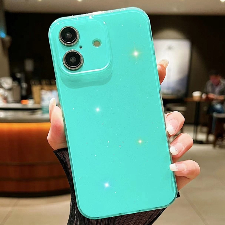 

For iPhone 16 Plus Jelly Glitter Solid Color TPU Phone Case(Green)