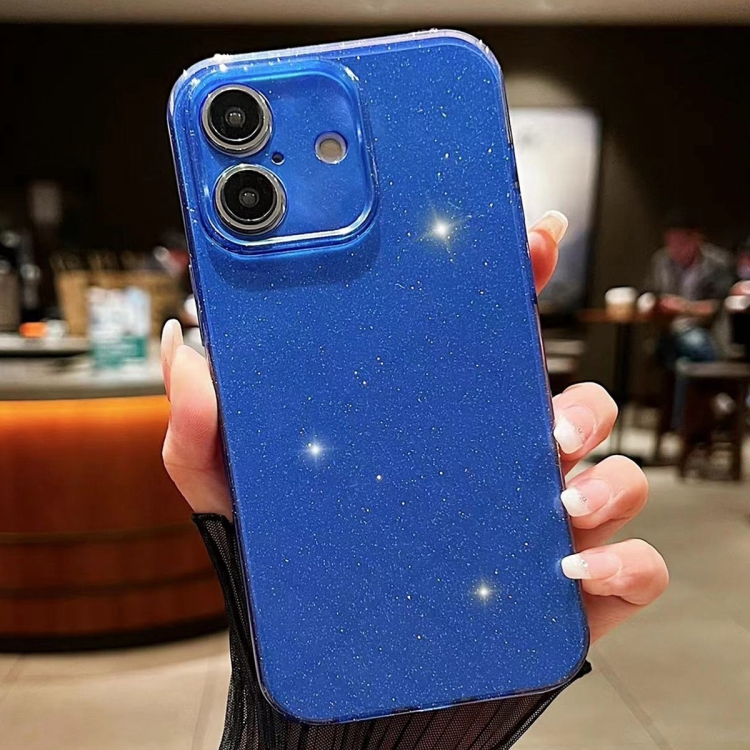 

For iPhone 16 Jelly Glitter Solid Color TPU Phone Case(Dark Blue)