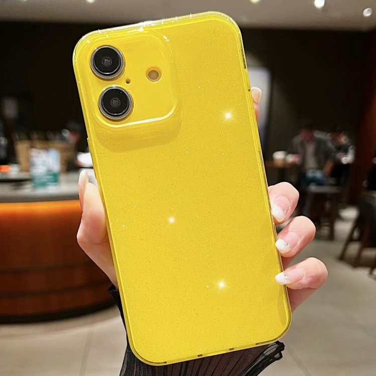 

For iPhone 16 Jelly Glitter Solid Color TPU Phone Case(Yellow)
