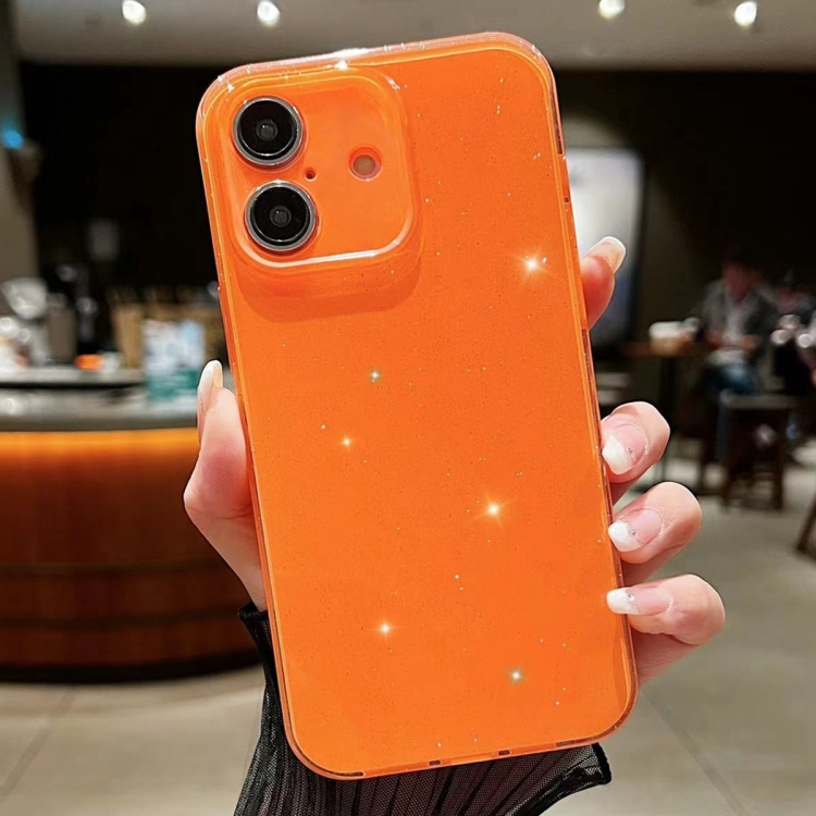 

For iPhone 16 Jelly Glitter Solid Color TPU Phone Case(Orange)