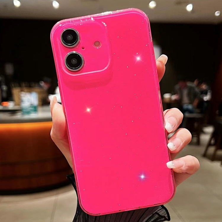 

For iPhone 16 Jelly Glitter Solid Color TPU Phone Case(Rose Red)
