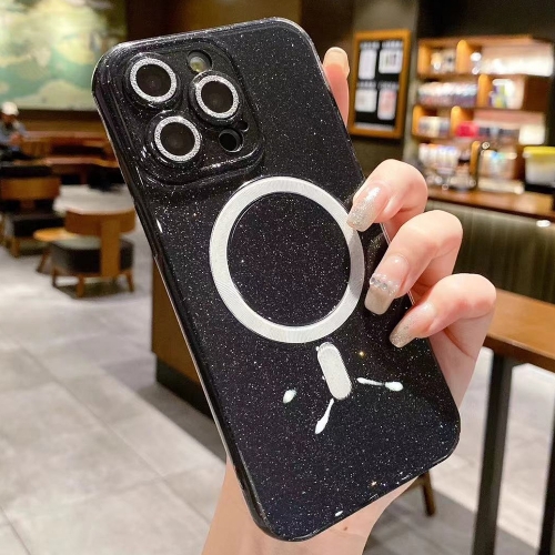 

For iPhone 13 Pro Max Jelly Glitter Solid Color MagSafe TPU Phone Case(Starry Black)
