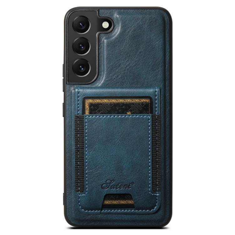 

For Samsung Galaxy S24 5G Suteni H17 Oil Eax Leather MagSafe Detachable Wallet Phone Case(Blue)
