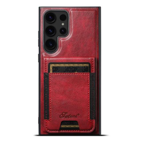 

For Samsung Galaxy S25 Ultra 5G Suteni H17 Oil Eax Leather MagSafe Detachable Wallet Phone Case(Red)