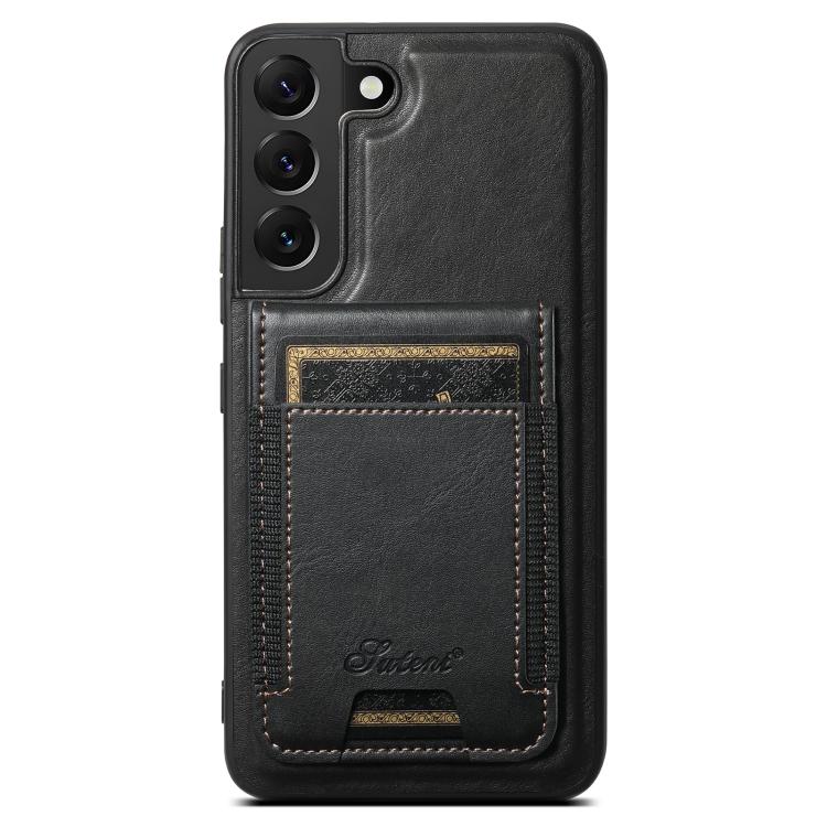 

For Samsung Galaxy S25+ 5G Suteni H17 Oil Eax Leather MagSafe Detachable Wallet Phone Case(Black)
