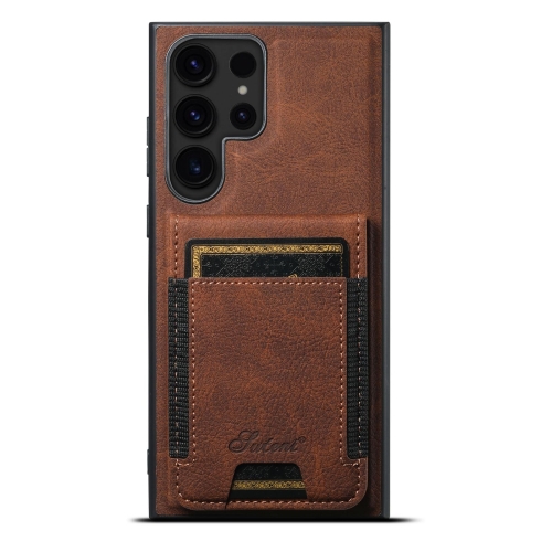 For Samsung Galaxy S22 Ultra 5G Suteni H17 Litchi Texture Leather Detachable Wallet Phone Case(Brown) g52 anesok 1080p hd borescope pipe 5 0 olcd screen detachable snake tube with led light wifi connect for ios android