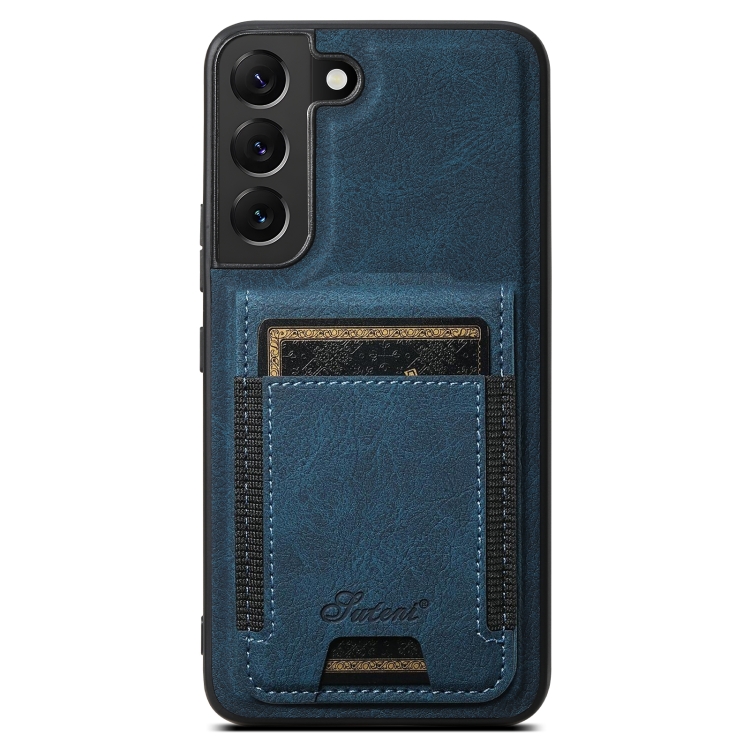 

For Samsung Galaxy S22 5G Suteni H17 Litchi Texture Leather MagSafe Detachable Wallet Phone Case(Blue)