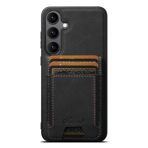 

For Samsung Galaxy S25+ 5G Suteni H17 Litchi Texture Leather MagSafe Detachable Wallet Phone Case(Black)