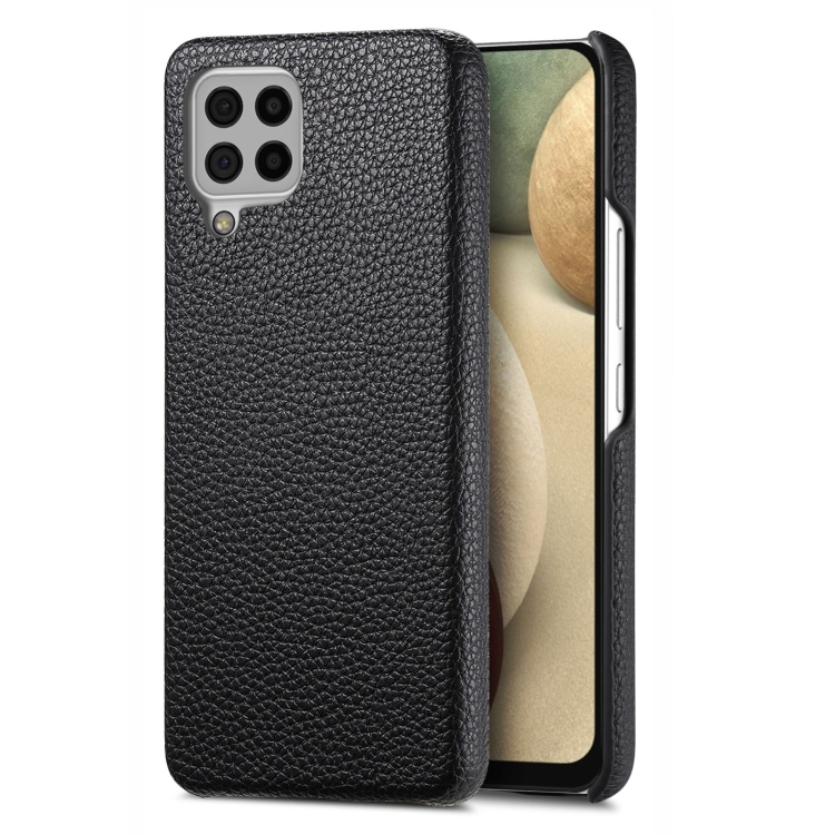 

For Samsung Galaxy A12 5G Litchi Oil Edge Leather Back Phone Case(Black)