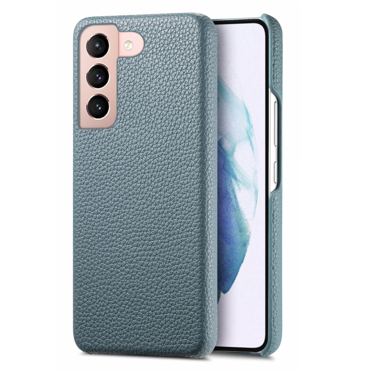

For Samsung Galaxy S21 5G Litchi Oil Edge Leather Back Phone Case(Blue)