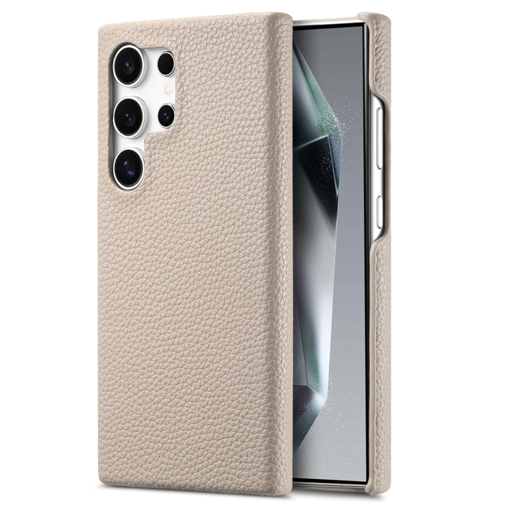 

For Samsung Galaxy S23 Ultra 5G Litchi Oil Edge Leather Back Phone Case(Khaki)