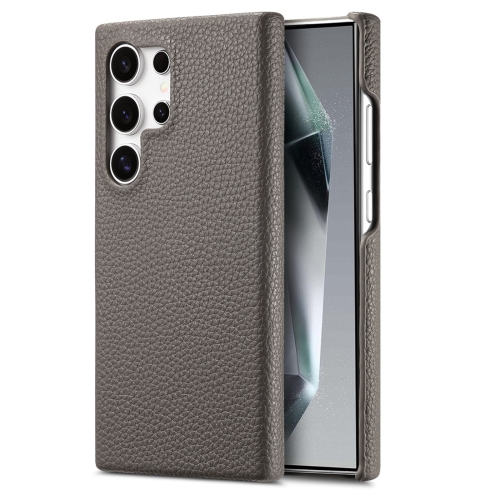 

For Samsung Galaxy S23 Ultra 5G Litchi Oil Edge Leather Back Phone Case(Grey)