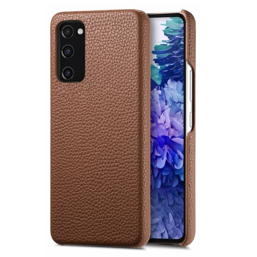 

For Samsung Galaxy S20 FE Litchi Oil Edge Leather Back Phone Case(Brown)