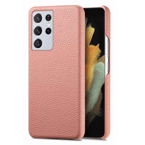 

For Samsung Galaxy S21 Ultra 5G Litchi Oil Edge Leather Back Phone Case(Pink)