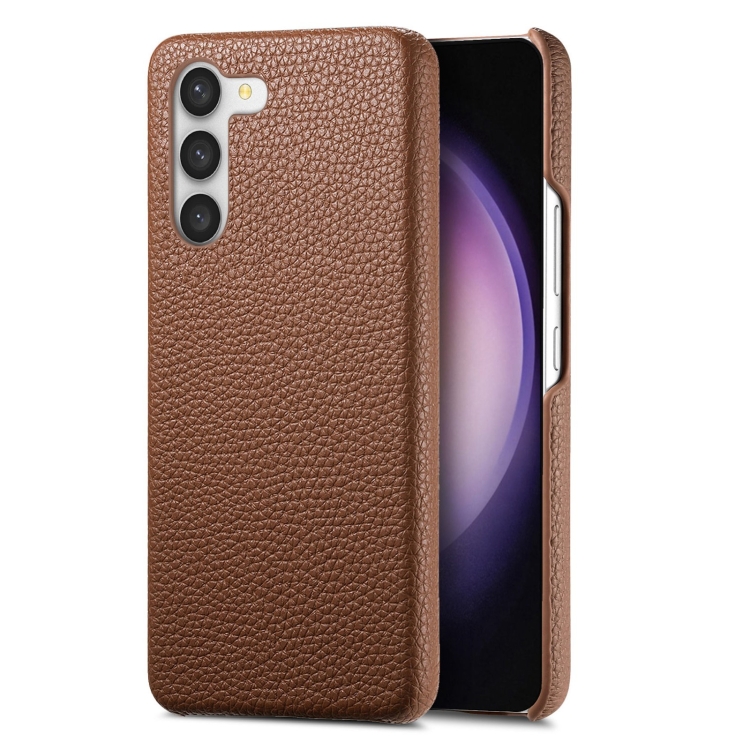 

For Samsung Galaxy S23 5G Litchi Oil Edge Leather Back Phone Case(Brown)