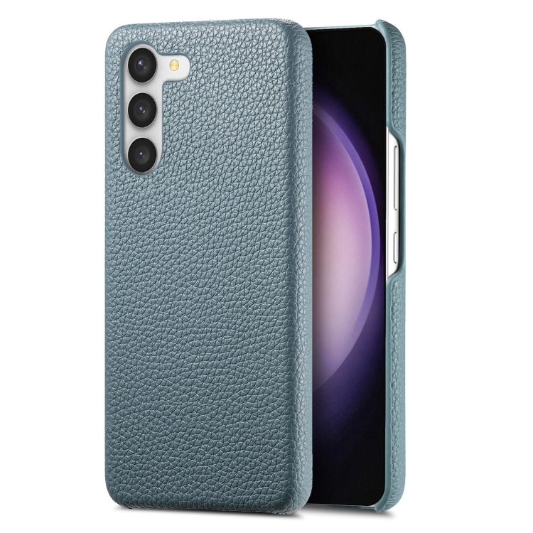 

For Samsung Galaxy S23 5G Litchi Oil Edge Leather Back Phone Case(Blue)