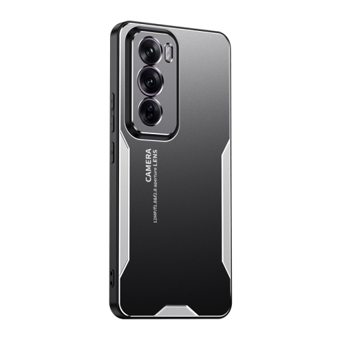 

For OPPO Reno12 Pro Global Blade Series TPU Hybrid Metal Phone Case(Silver)