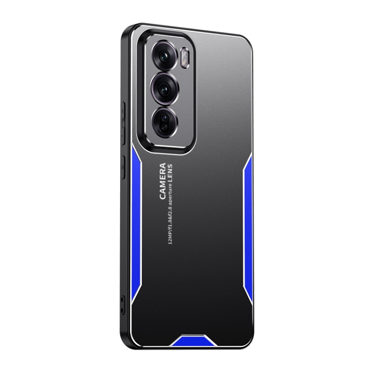 

For OPPO Reno12 Global Blade Series TPU Hybrid Metal Phone Case(Blue)